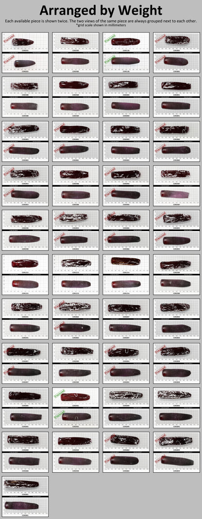 Dark Ruby Red #8 Lab Created Corundum Sapphire Faceting Rough for Gem Cutting - Various Sizes - Split Boule #BEGIN