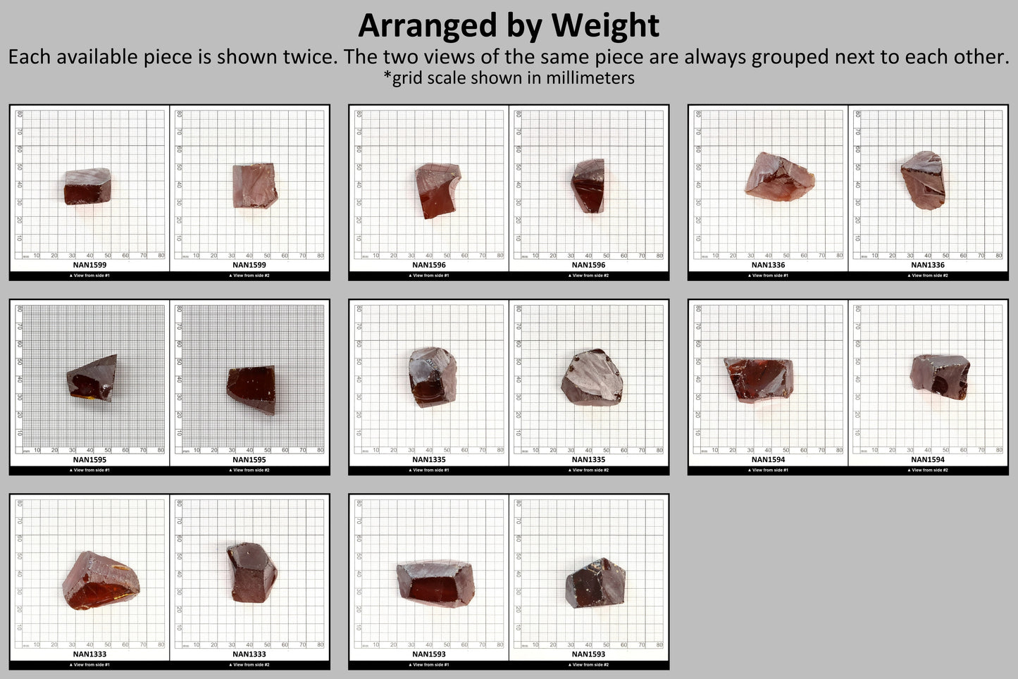 Nanosital Simulated Dark Spessartite Garnet Lab Created Faceting Rough for Gem Cutting - #A-2389 - Various Sizes #BEGIN