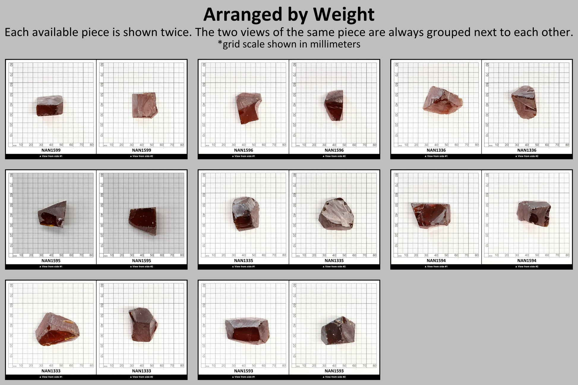 Nanosital Simulated Dark Spessartite Garnet Lab Created Faceting Rough for Gem Cutting - #A-2389 - Various Sizes #BEGIN