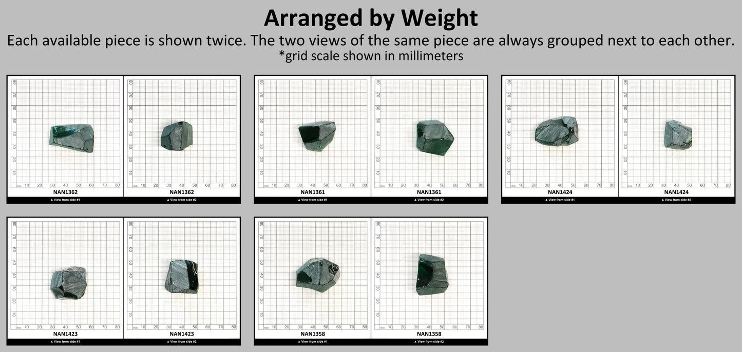 Nanosital Simulated Dark Tsavorite Lab Created Faceting Rough for Gem Cutting - #B-1713 - Various Sizes #BEGIN