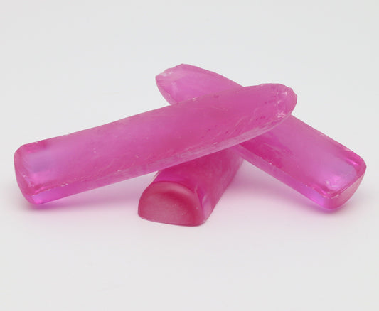Djeva Bright Pink #1-BIS Lab Created Corundum Sapphire Faceting Rough for Gem Cutting - DISCONTINUED - Various Sizes - Split Boule #BEGIN
