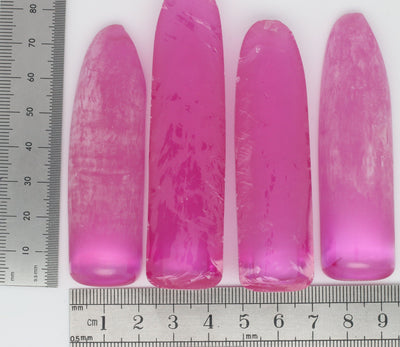 Djeva Bright Pink #1-BIS Lab Created Corundum Sapphire Faceting Rough for Gem Cutting - DISCONTINUED - Various Sizes - Split Boule #BEGIN