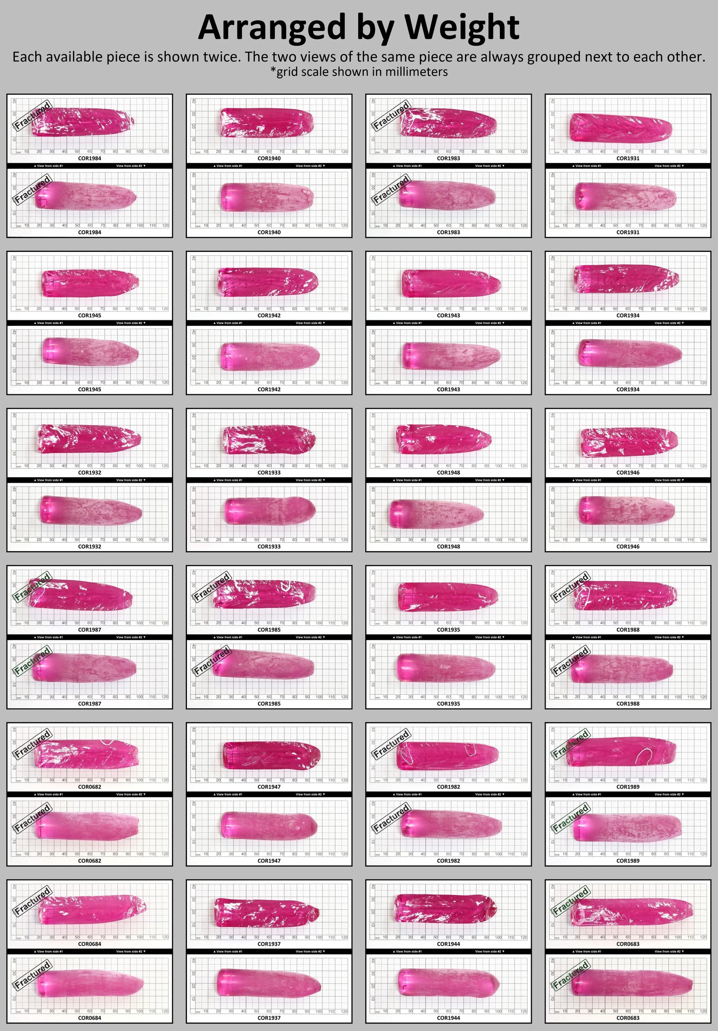 Djeva Bright Pink #1-BIS Lab Created Corundum Sapphire Faceting Rough for Gem Cutting - DISCONTINUED - Various Sizes - Split Boule #BEGIN