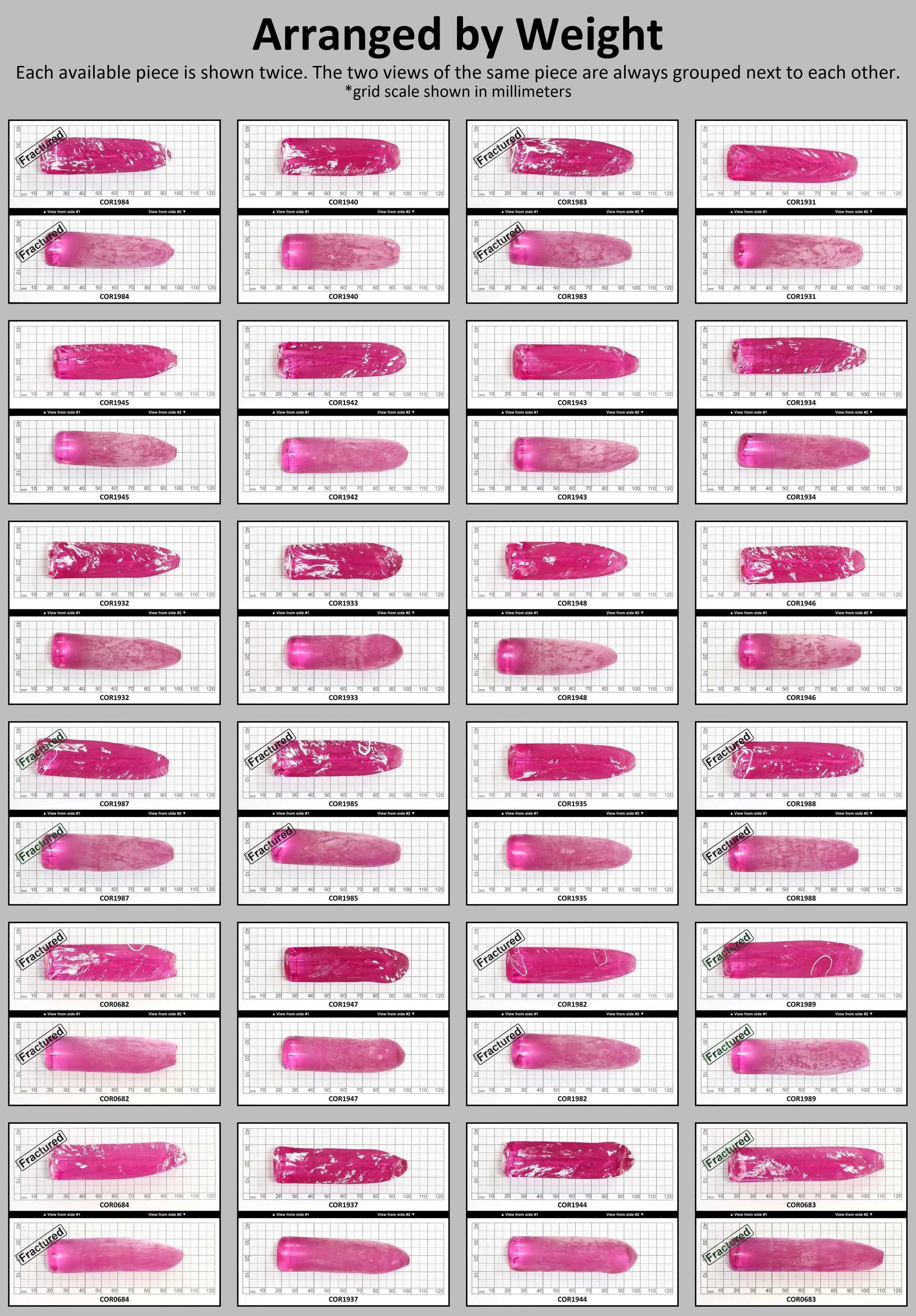 Djeva Bright Pink #1-BIS Lab Created Corundum Sapphire Faceting Rough for Gem Cutting - DISCONTINUED - Various Sizes - Split Boule #BEGIN