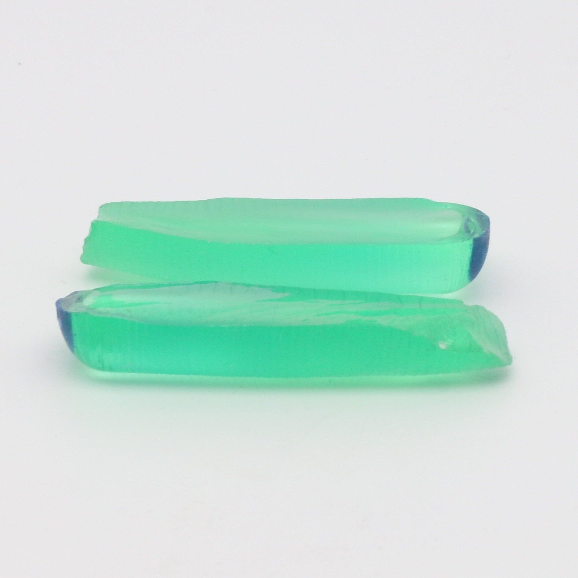 Djeva Dark Green #78 Lab Created Corundum Sapphire Faceting Rough for Gem Cutting - DISCONTINUED - Various Sizes - Split Boule #BEGIN