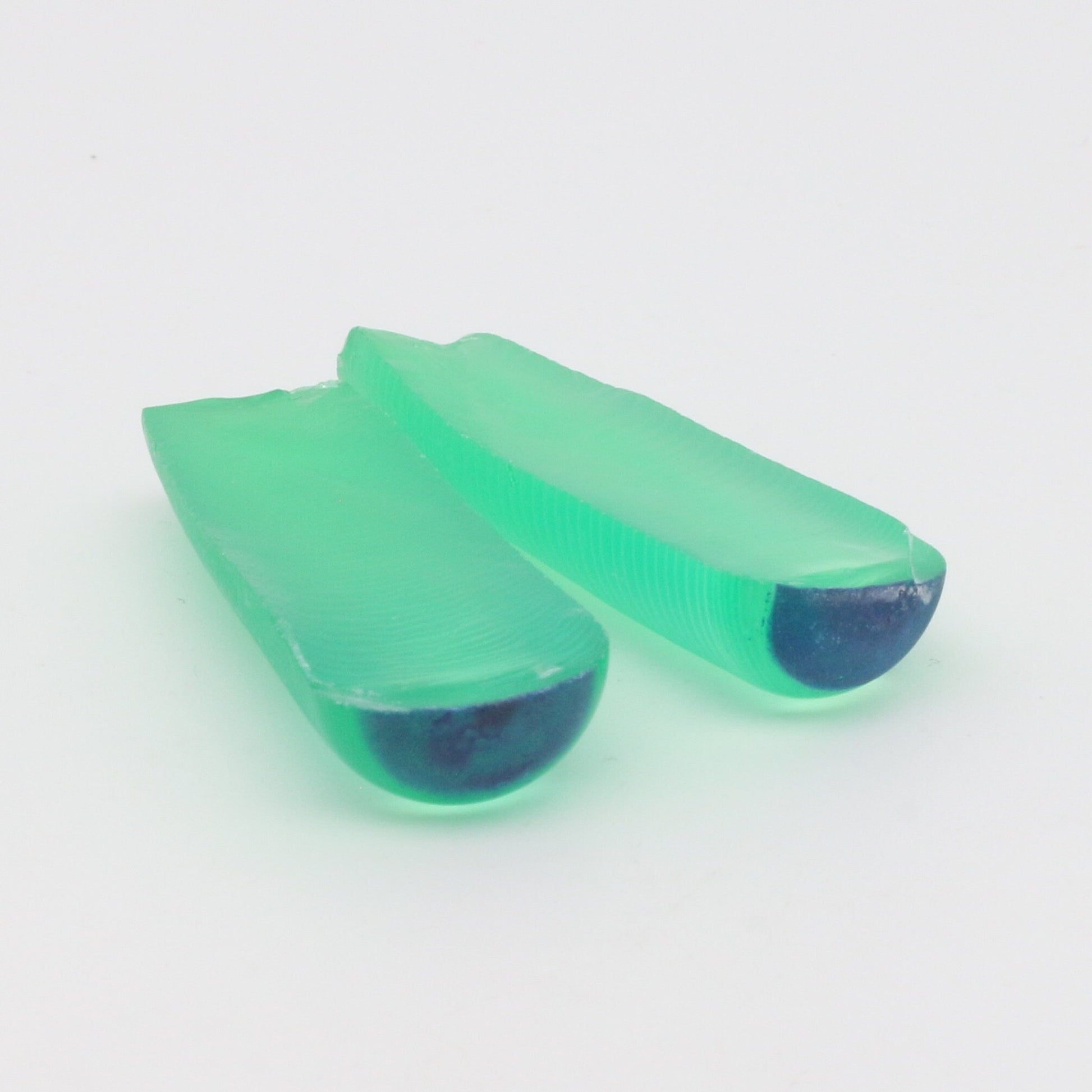 Djeva Dark Green #78 Lab Created Corundum Sapphire Faceting Rough for Gem Cutting - DISCONTINUED - Various Sizes - Split Boule #BEGIN