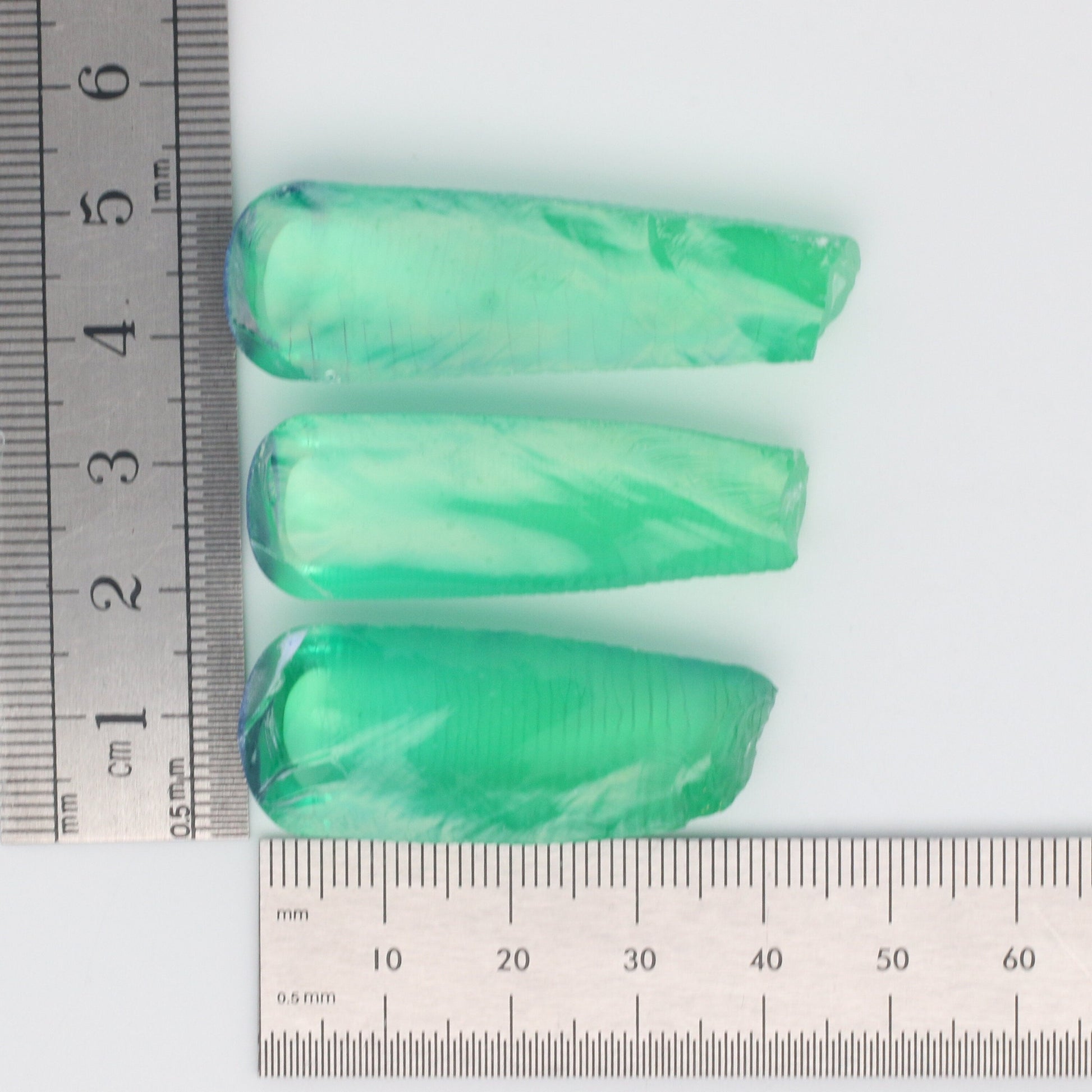 Djeva Dark Green #78 Lab Created Corundum Sapphire Faceting Rough for Gem Cutting - DISCONTINUED - Various Sizes - Split Boule #BEGIN
