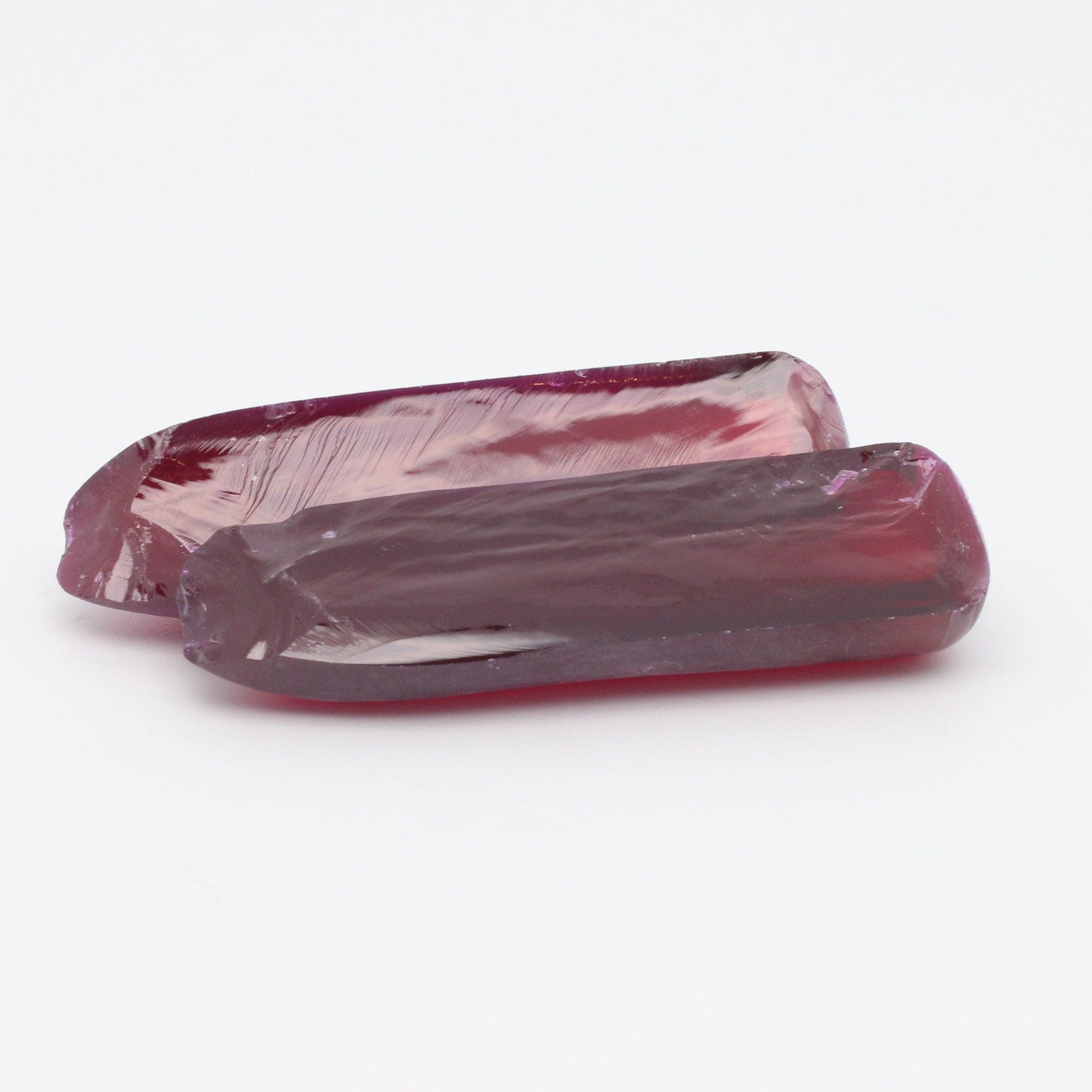 Djeva Dark Ruby Red #6 Lab Created Corundum Sapphire Faceting Rough for Gem Cutting - DISCONTINUED - Various Sizes - Split Boule #BEGIN