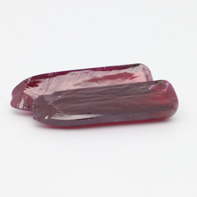 Djeva Dark Ruby Red #6 Lab Created Corundum Sapphire Faceting Rough for Gem Cutting - DISCONTINUED - Various Sizes - Split Boule #BEGIN
