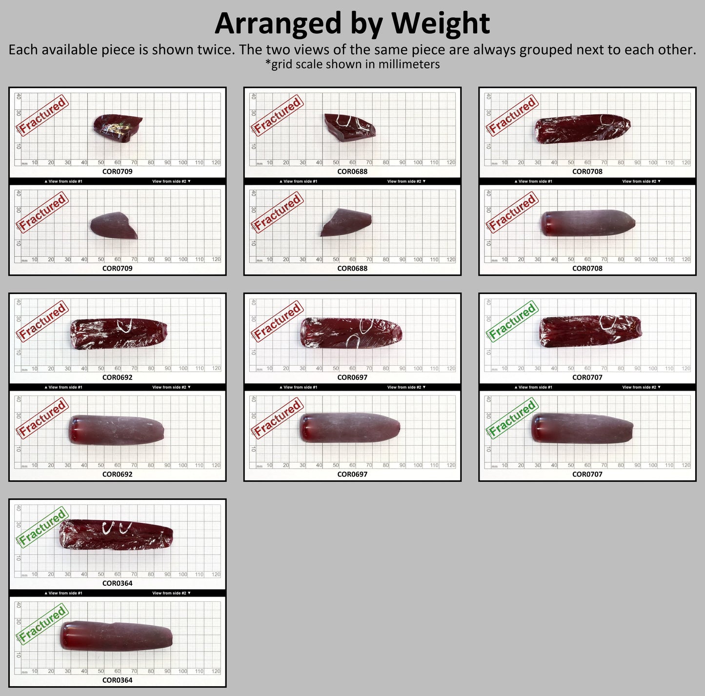 Djeva Dark Ruby Red #6 Lab Created Corundum Sapphire Faceting Rough for Gem Cutting - DISCONTINUED - Various Sizes - Split Boule #BEGIN