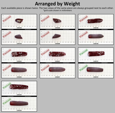 Djeva Dark Ruby Red #6 Lab Created Corundum Sapphire Faceting Rough for Gem Cutting - DISCONTINUED - Various Sizes - Split Boule #BEGIN