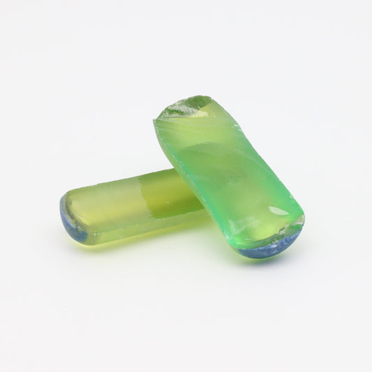 Djeva Olive Green #80 Lab Created Corundum Sapphire Faceting Rough for Gem Cutting - DISCONTINUED - Various Sizes - Split Boule #BEGIN