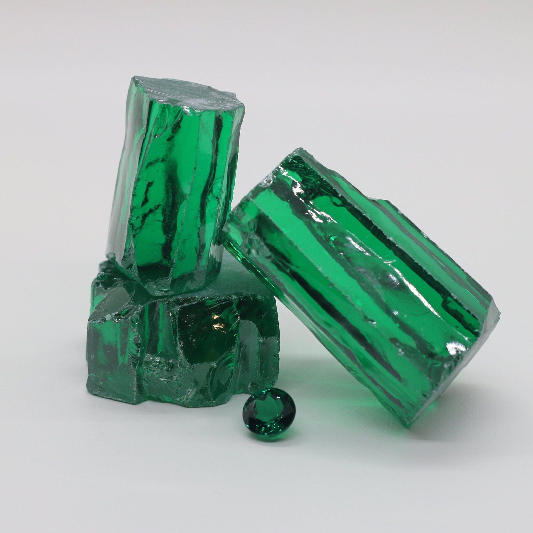 Emerald Cubic Zirconia Faceting Rough for Gem Cutting - Various Sizes : #BEGIN