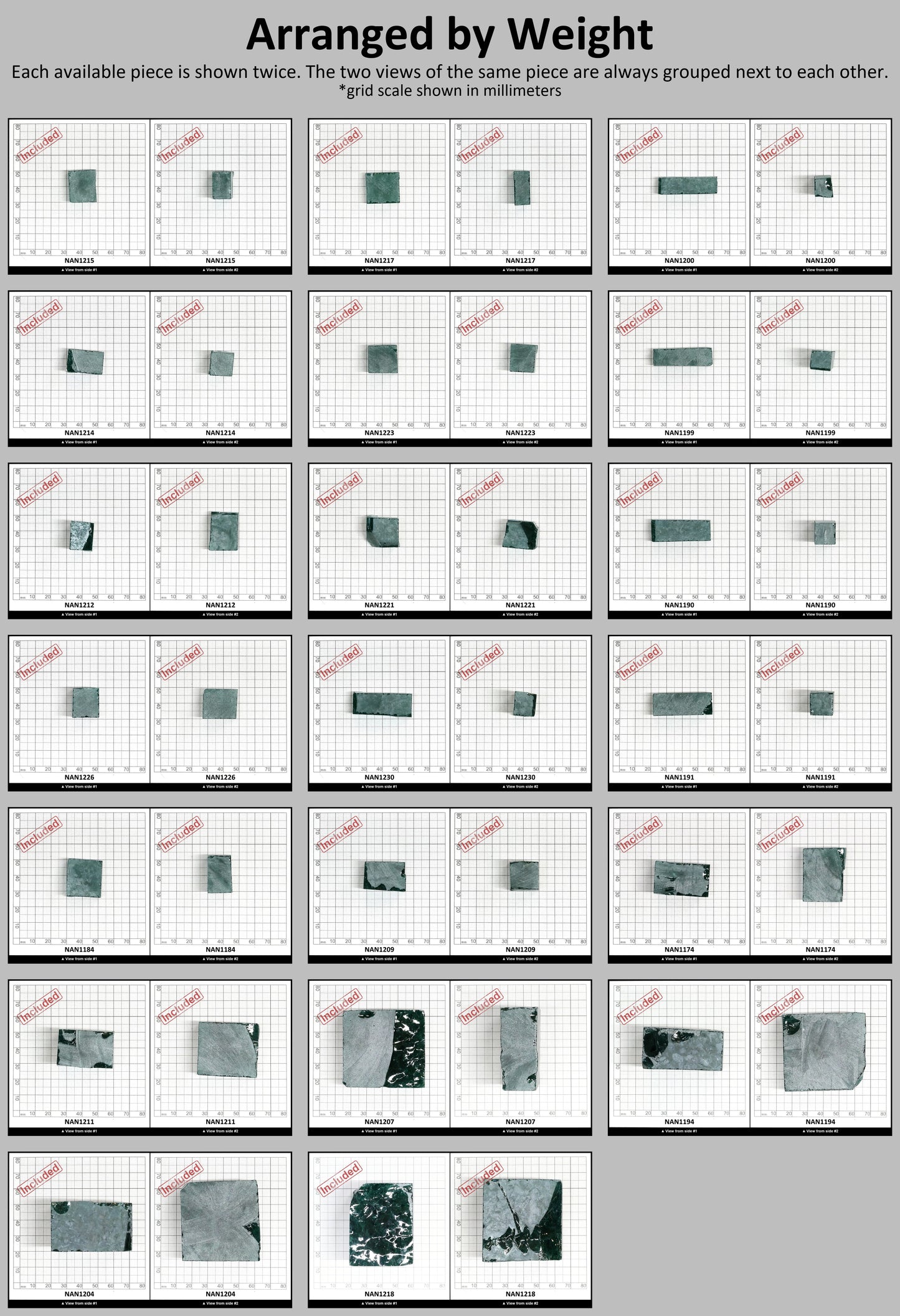 Nanosital Simulated Emerald (Included)  Lab Created Faceting Rough for Gem Cutting - #Z-22- Various Sizes #BEGIN