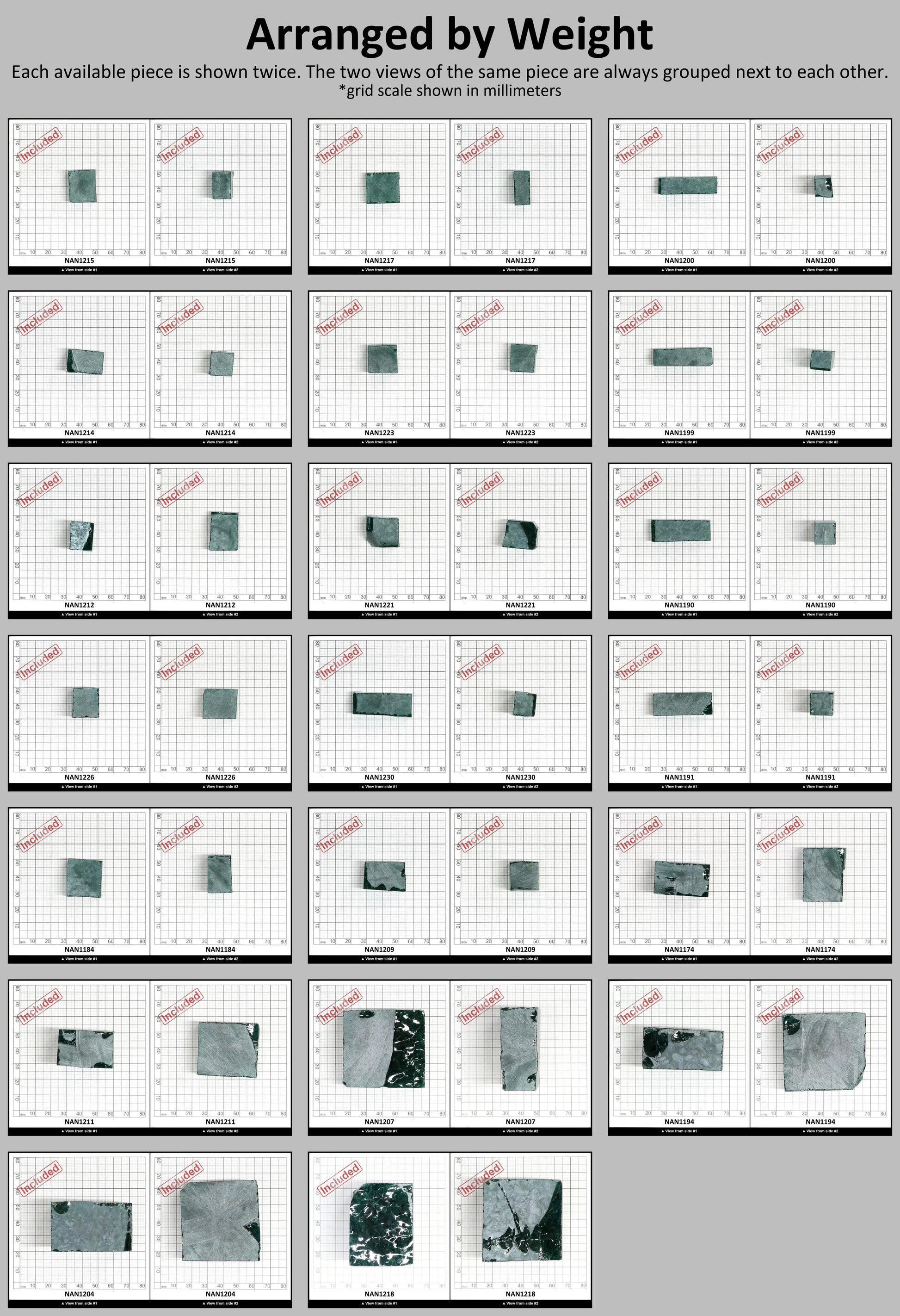 Nanosital Simulated Emerald (Included)  Lab Created Faceting Rough for Gem Cutting - #Z-22- Various Sizes #BEGIN
