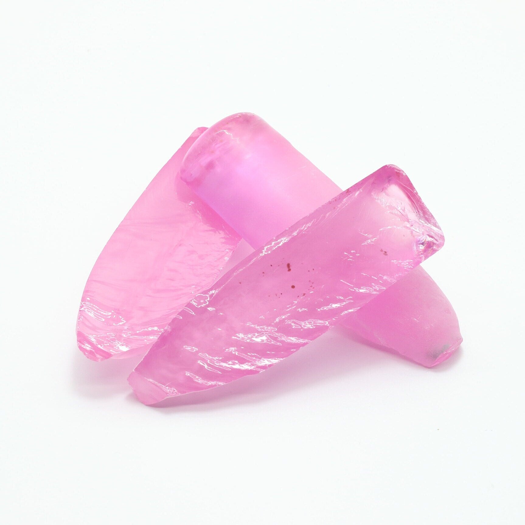 Extra Light Pink #1.25 Lab Created Corundum Sapphire Faceting Rough for Gem Cutting - Various Sizes - Split Boule : #BEGIN