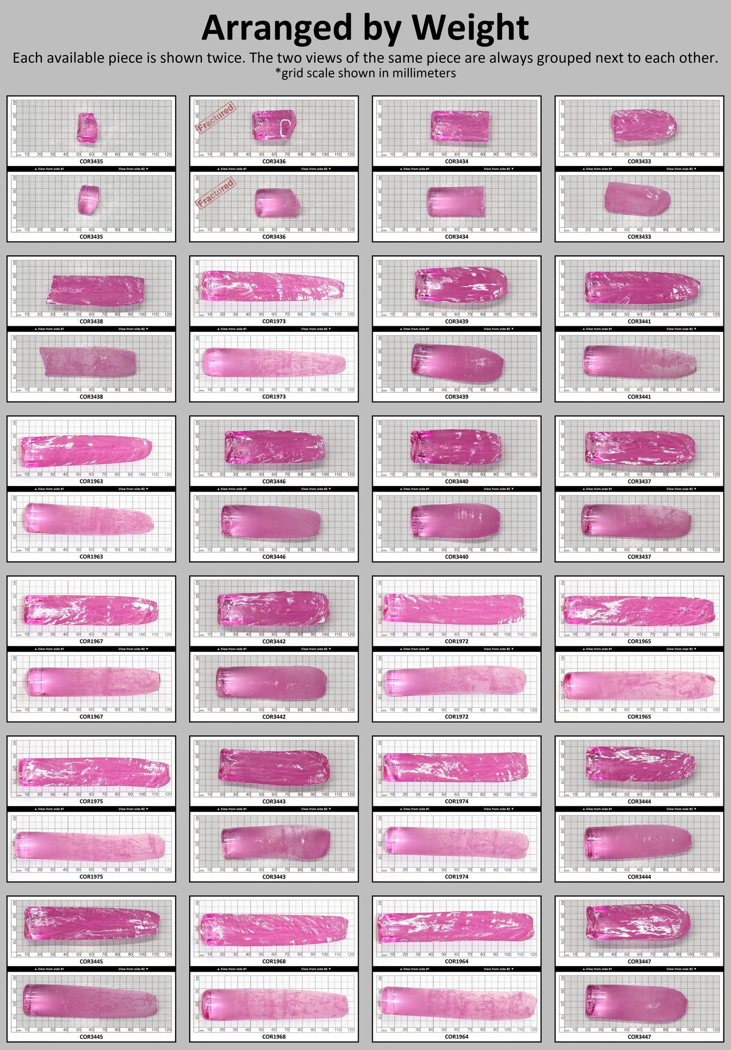 Extra Light Pink #1.25 Lab Created Corundum Sapphire Faceting Rough for Gem Cutting - Various Sizes - Split Boule : #BEGIN