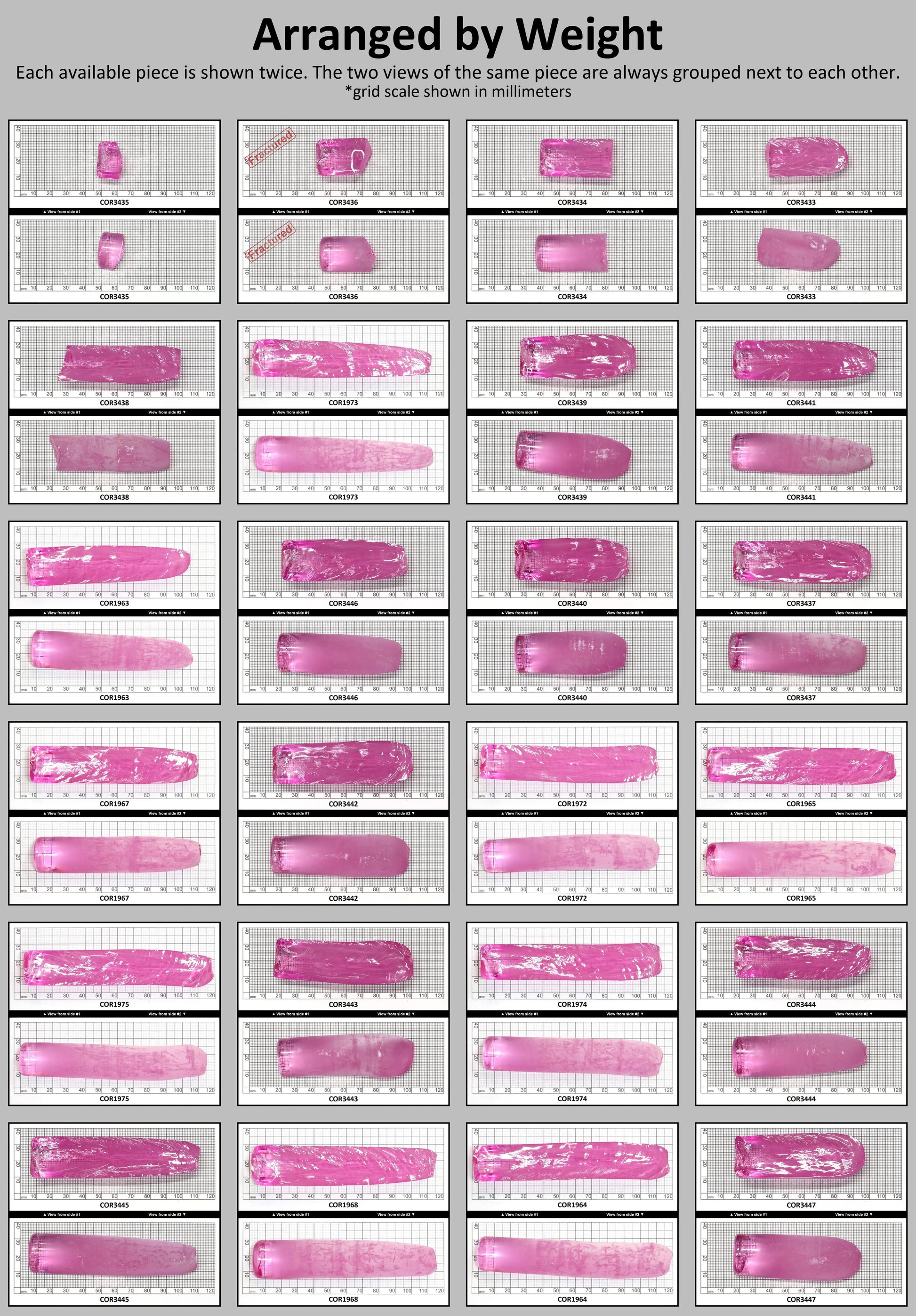 Extra Light Pink #1.25 Lab Created Corundum Sapphire Faceting Rough for Gem Cutting - Various Sizes - Split Boule : #BEGIN