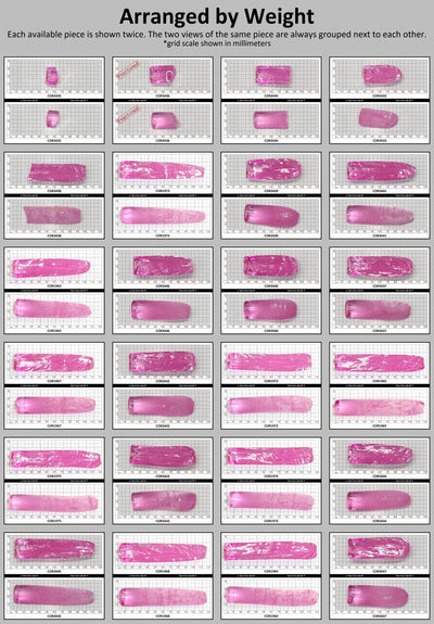 Extra Light Pink #1.25 Lab Created Corundum Sapphire Faceting Rough for Gem Cutting - Various Sizes - Split Boule : #BEGIN