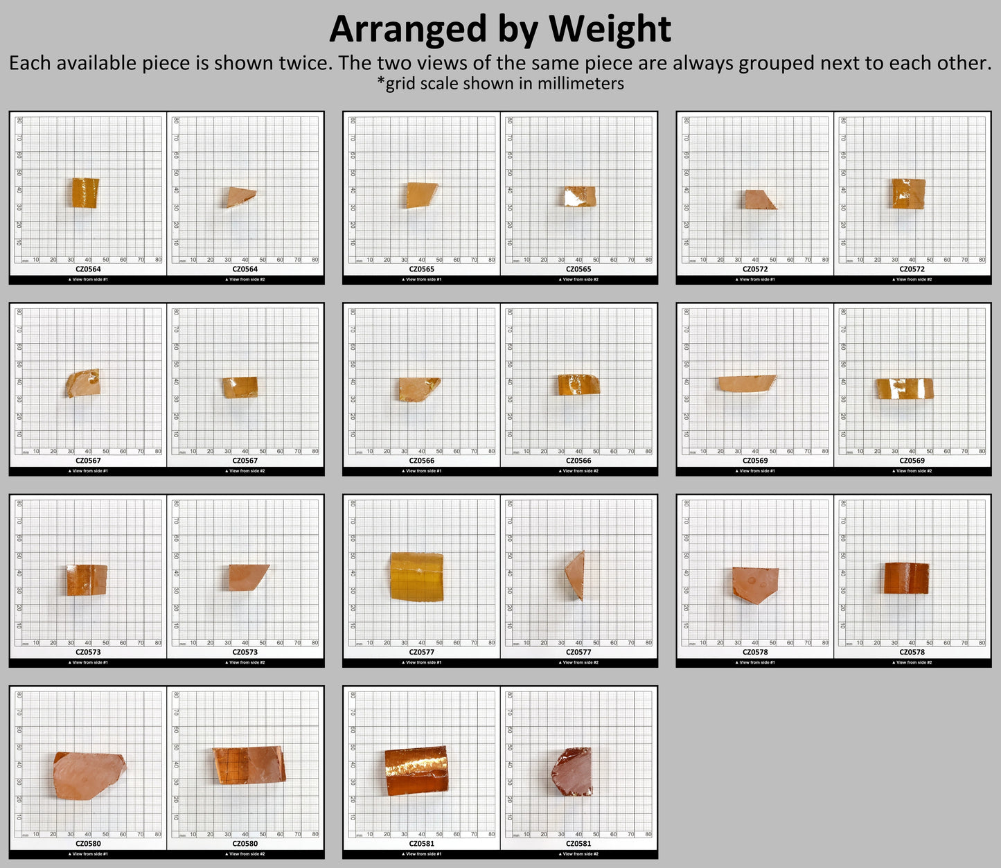 Gold Cubic Zirconia Faceting Rough for Gem Cutting - Various Sizes #BEGIN