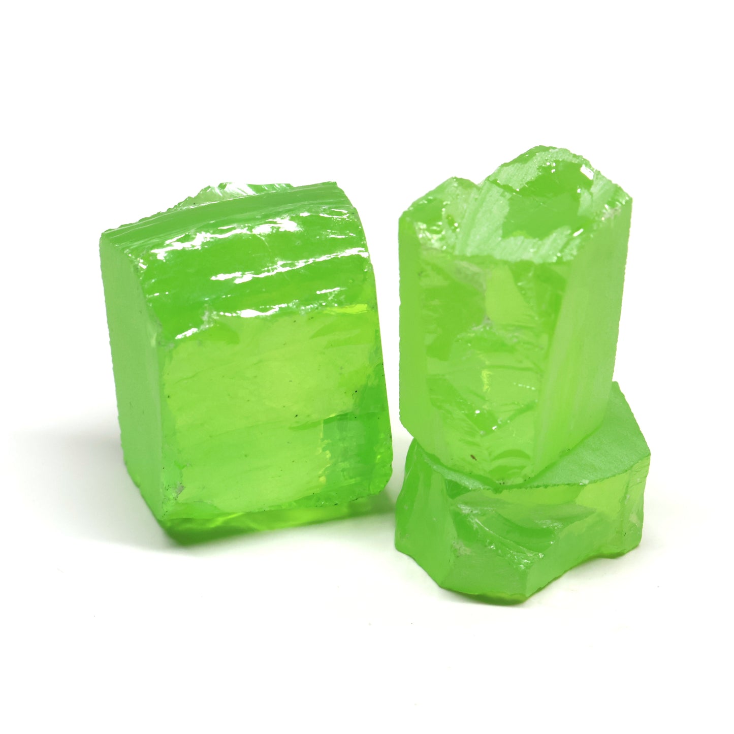 Green Apple Cubic Zirconia Faceting Rough for Gem Cutting - Various Sizes #BEGIN