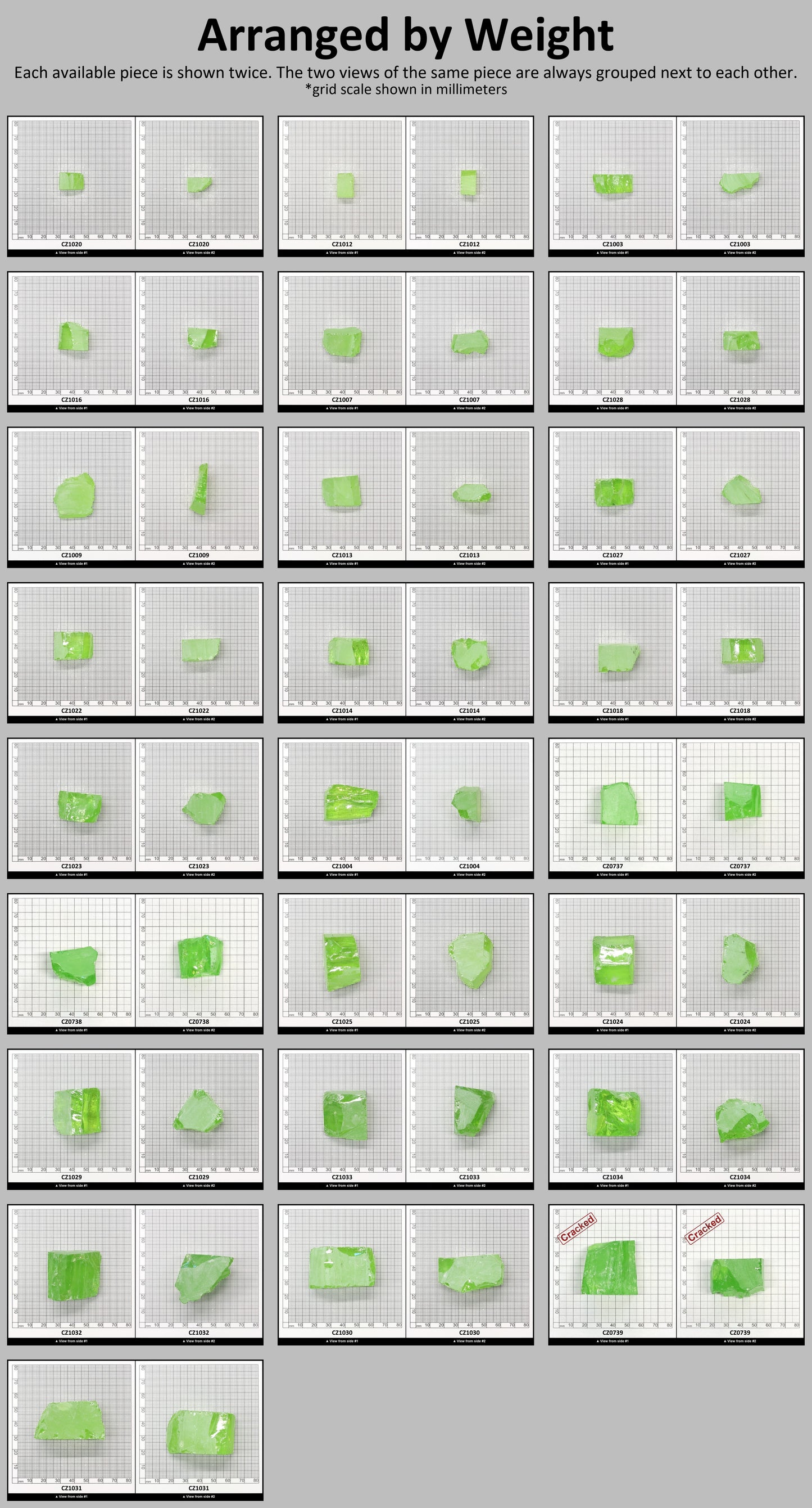 Green Apple Cubic Zirconia Faceting Rough for Gem Cutting - Various Sizes #BEGIN