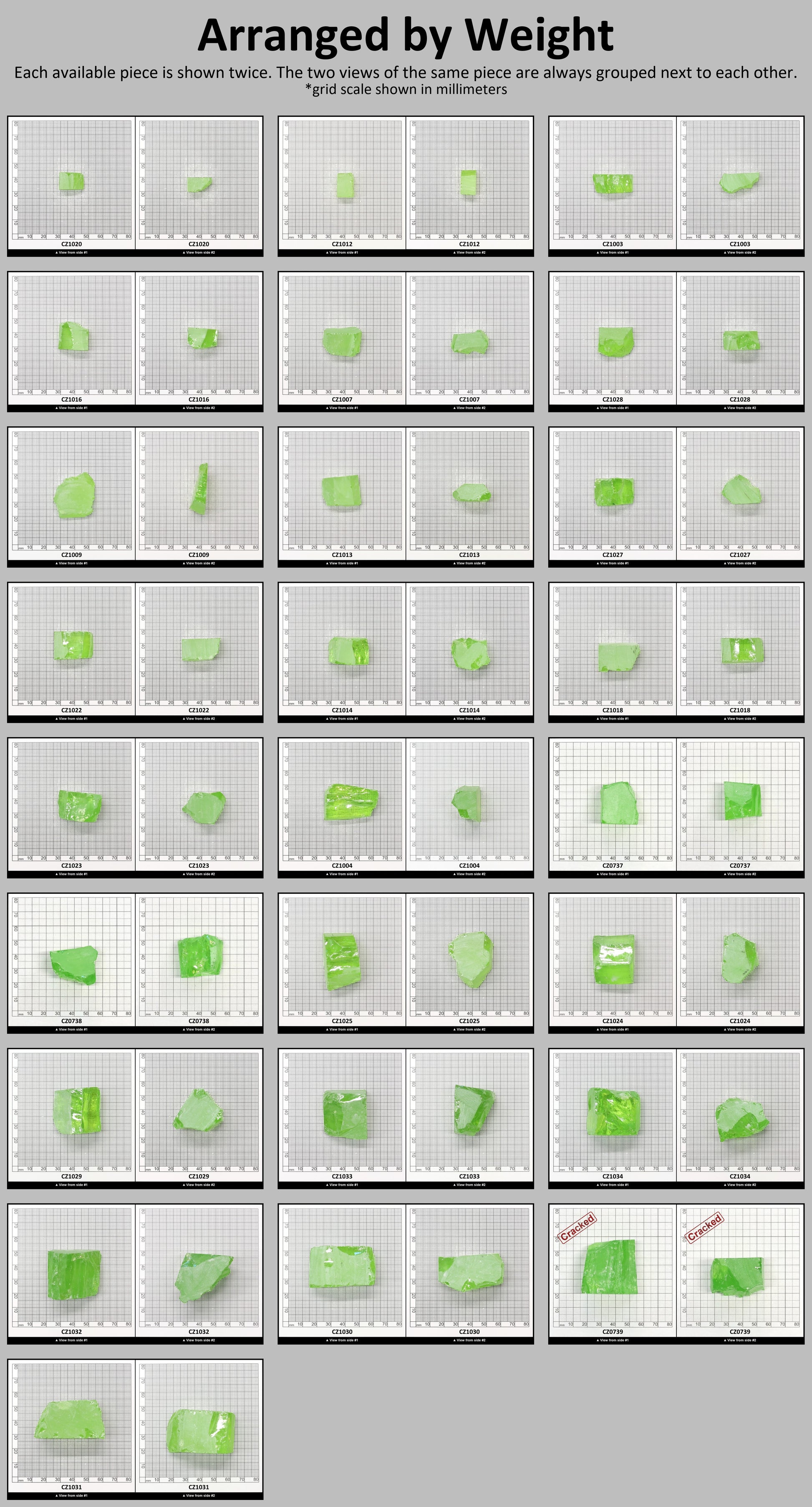 Green Apple Cubic Zirconia Faceting Rough for Gem Cutting - Various Sizes #BEGIN