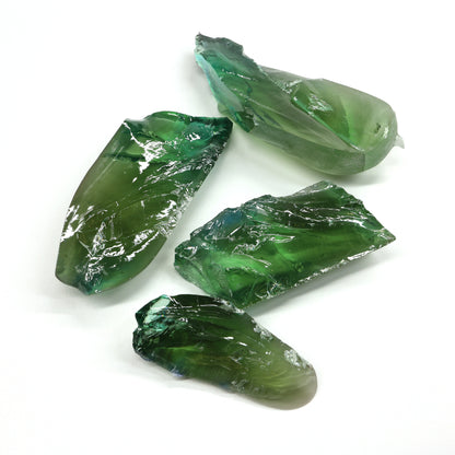 Synthetic Corundum Rough – Varied Green-Blue Chunks with Cracks (Special Purchase) #BEGIN