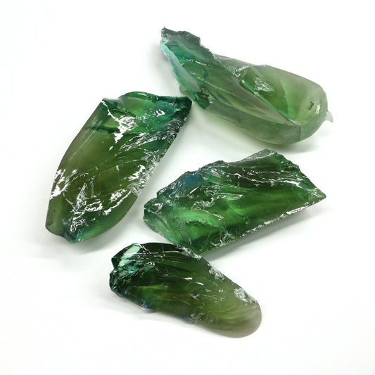 Synthetic Corundum Rough – Varied Green-Blue Chunks with Cracks (Special Purchase) #BEGIN