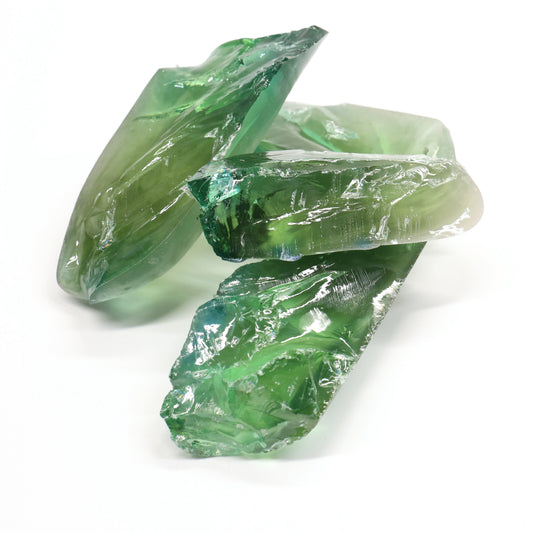 Synthetic Corundum Rough – Varied Green-Blue Chunks with Cracks (Special Purchase) #BEGIN