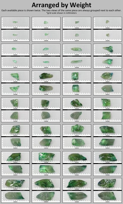 Synthetic Corundum Rough – Varied Green-Blue Chunks with Cracks (Special Purchase) #BEGIN