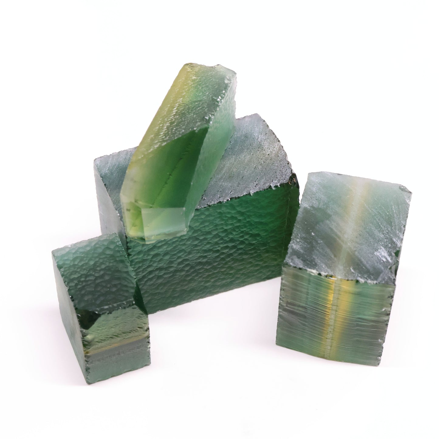 Green Hydrothermal Synthetic Quartz - Lab Created Faceting Rough #BEGIN