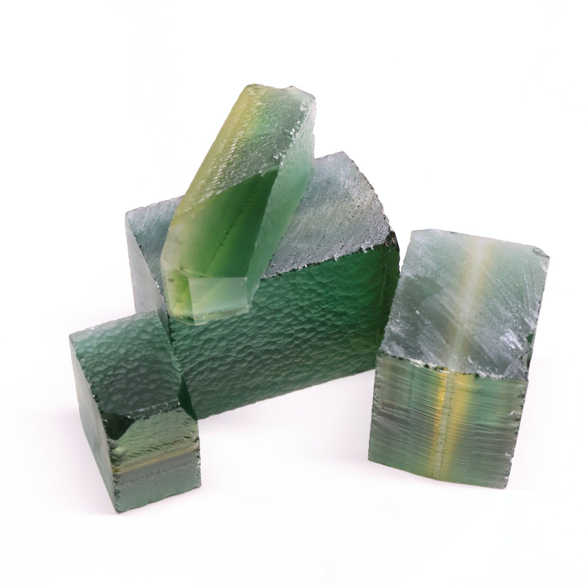 Green Hydrothermal Synthetic Quartz - Lab Created Faceting Rough #BEGIN