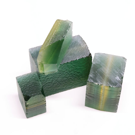 Green Hydrothermal Synthetic Quartz - Lab Created Faceting Rough #BEGIN