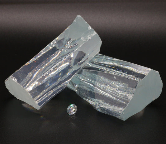Ice Blue Cubic Zirconia Faceting Rough for Gem Cutting - Various Sizes #BEGIN
