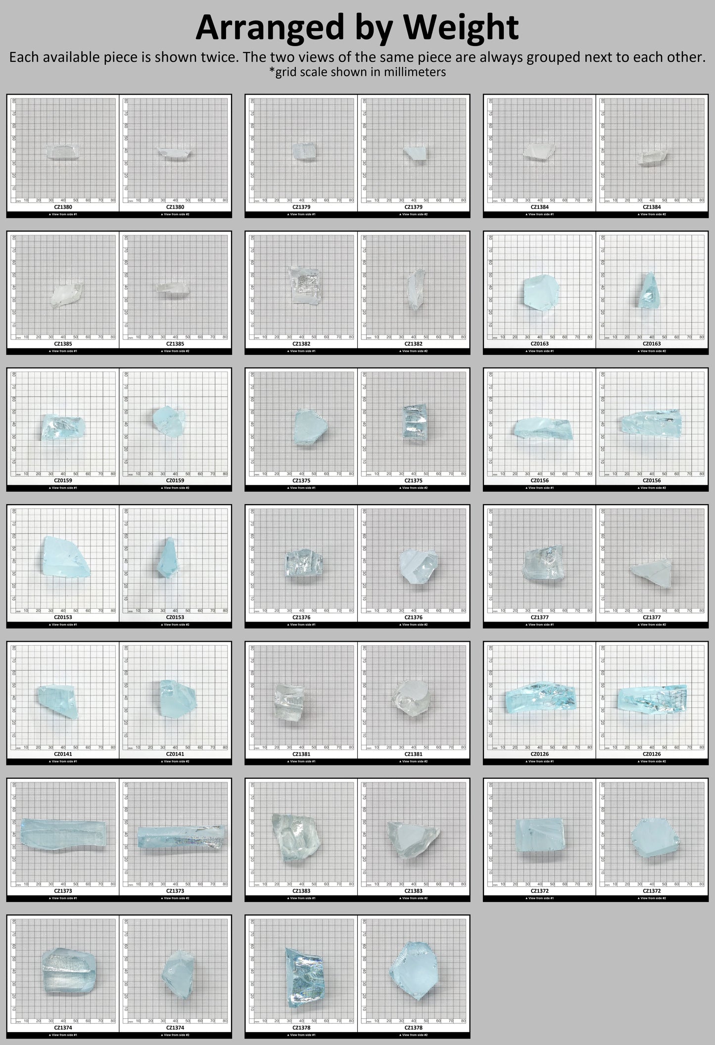 Ice Blue Cubic Zirconia Faceting Rough for Gem Cutting - Various Sizes #BEGIN