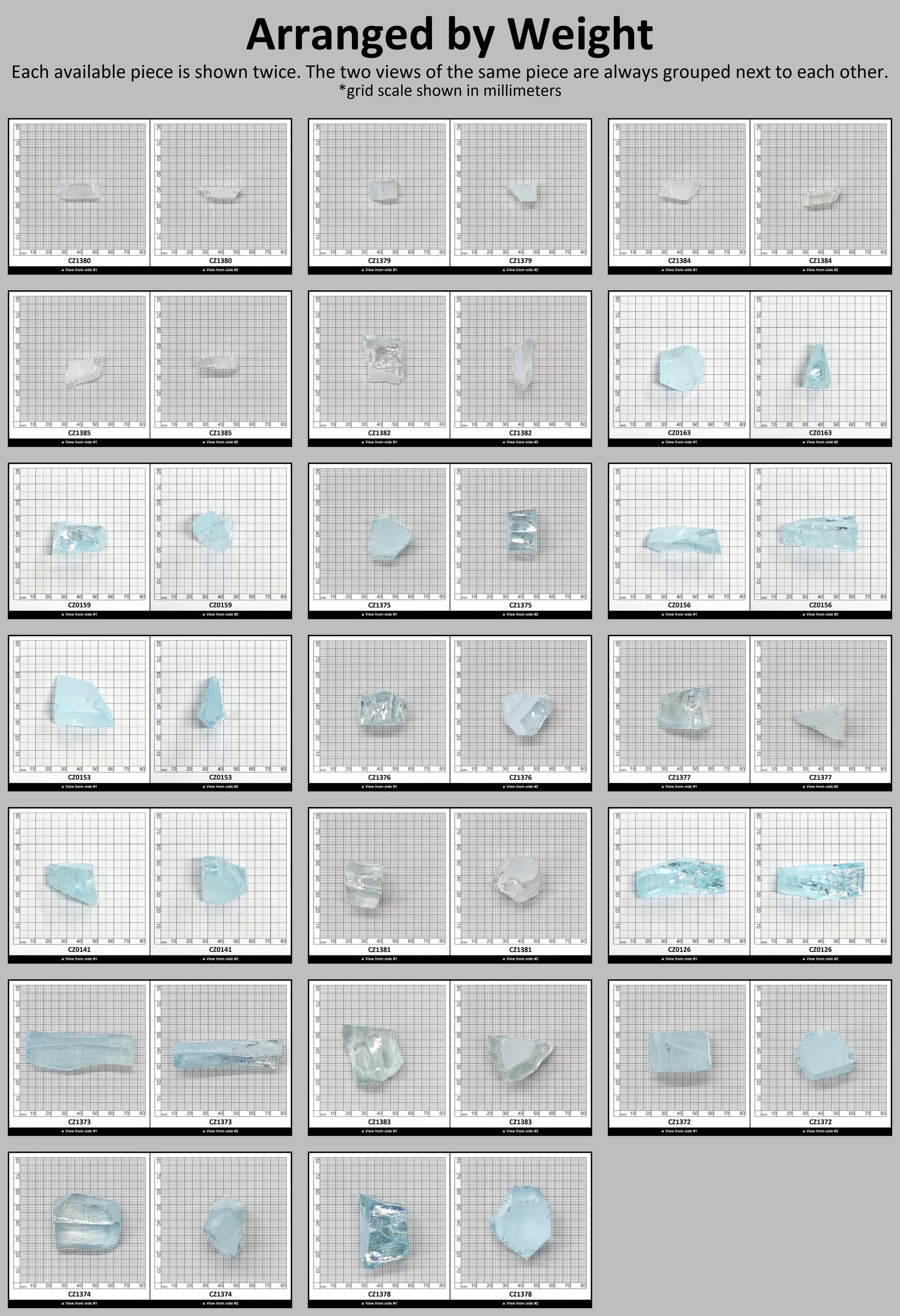 Ice Blue Cubic Zirconia Faceting Rough for Gem Cutting - Various Sizes #BEGIN