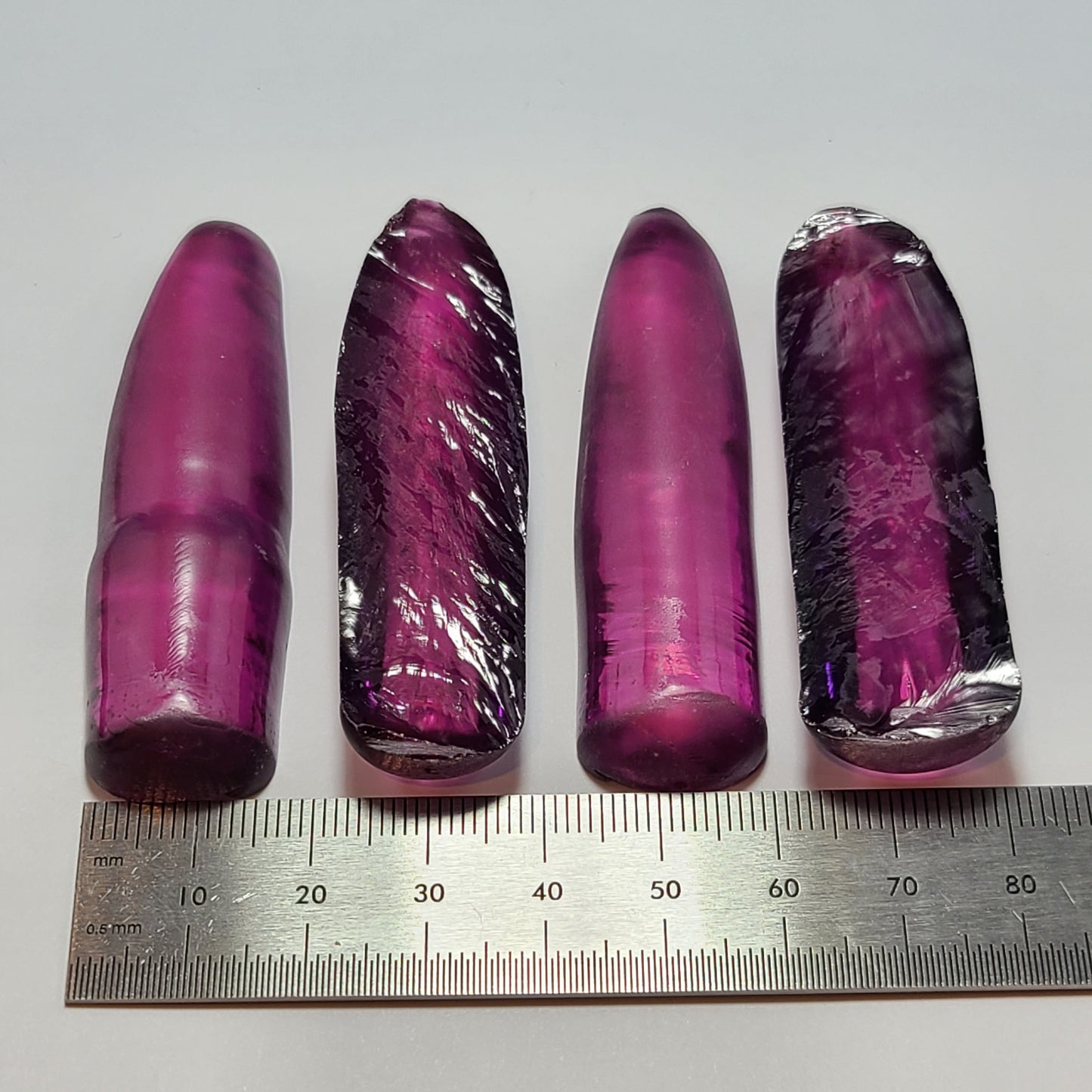 Purple #65 Lab Created Corundum Sapphire Faceting Rough for Gem Cutting - Various Sizes - Split Boule