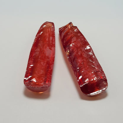 Padparadscha #55 Lab Created Corundum Sapphire Faceting Rough for Gem Cutting - Various Sizes - Split Boule