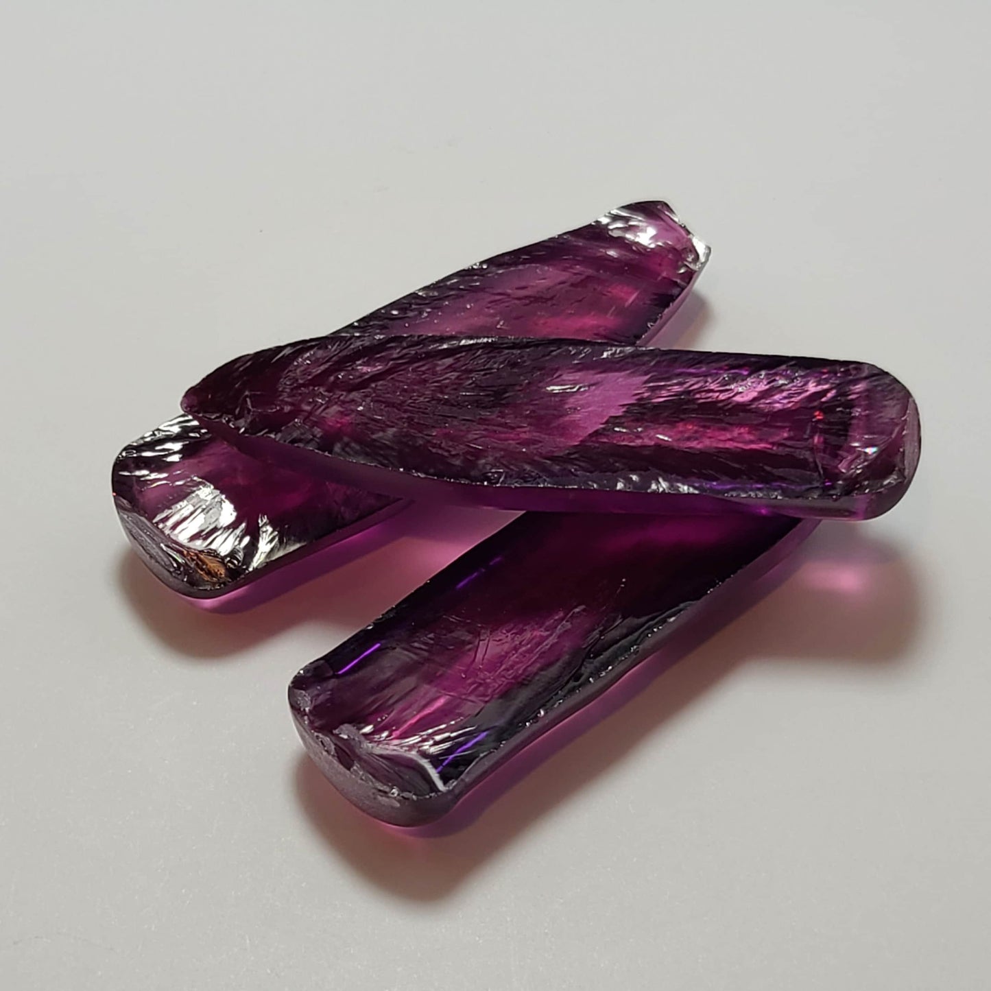 Purple #65 Lab Created Corundum Sapphire Faceting Rough for Gem Cutting - Various Sizes - Split Boule