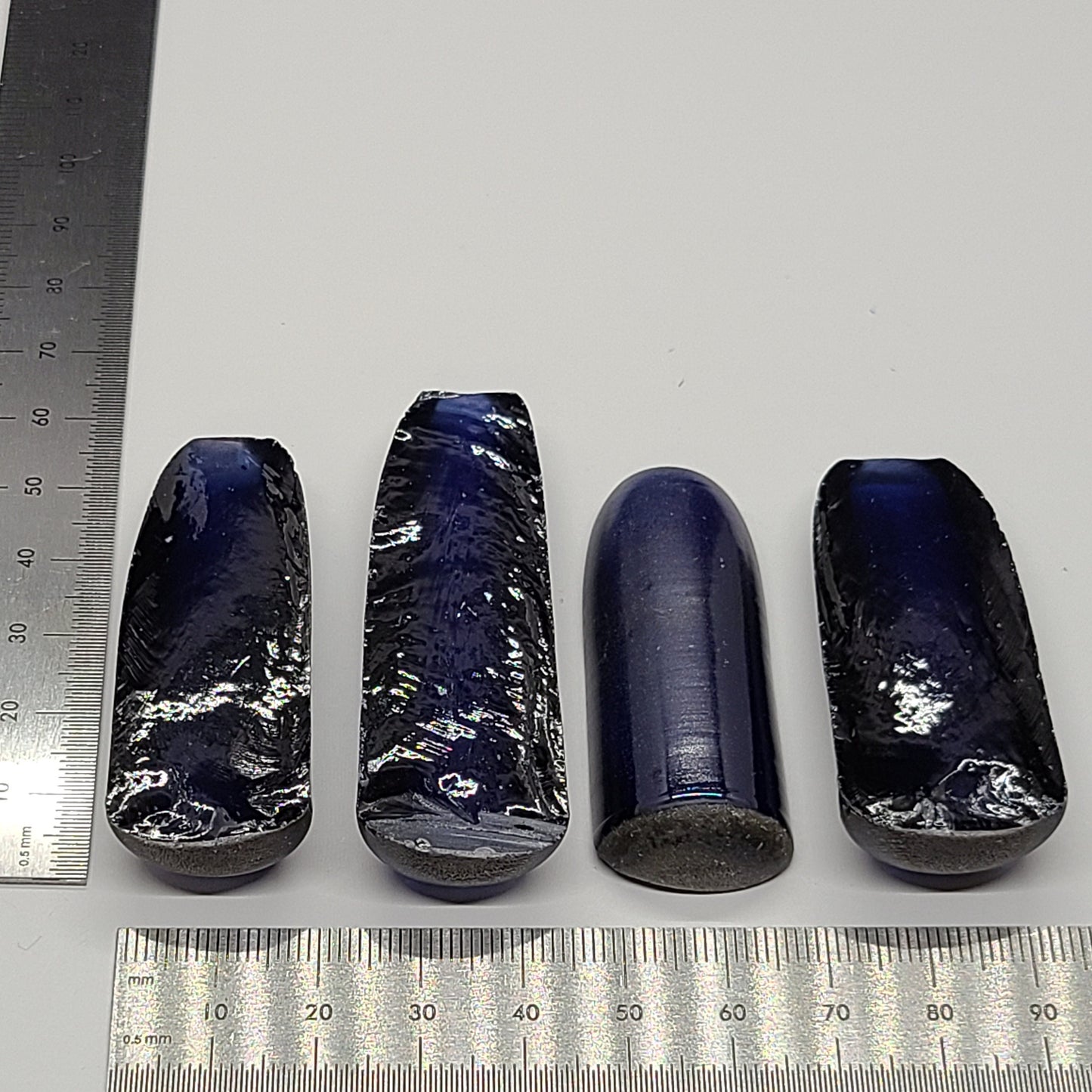 Blue #34 Lab Created Corundum Sapphire Faceting Rough for Gem Cutting - Various Sizes - Split Boule