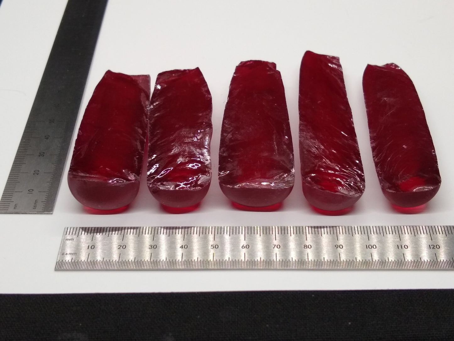 Ruby Red #5 Lab Created Corundum Sapphire Faceting Rough for Gem Cutting - Various Sizes - Split Boule