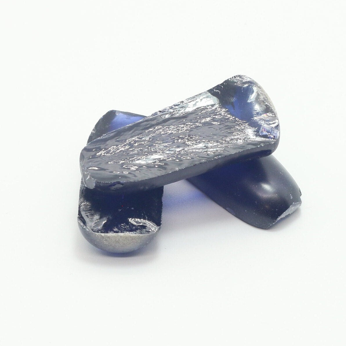 Dark Blue #35 Lab Created Corundum Sapphire Faceting Rough for Gem Cutting - Various Sizes - Split Boule