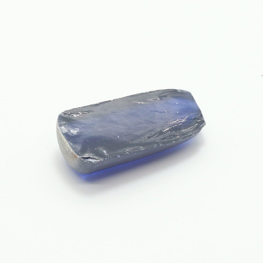 Dark Blue #35 Lab Created Corundum Sapphire Faceting Rough for Gem Cutting - Various Sizes - Split Boule