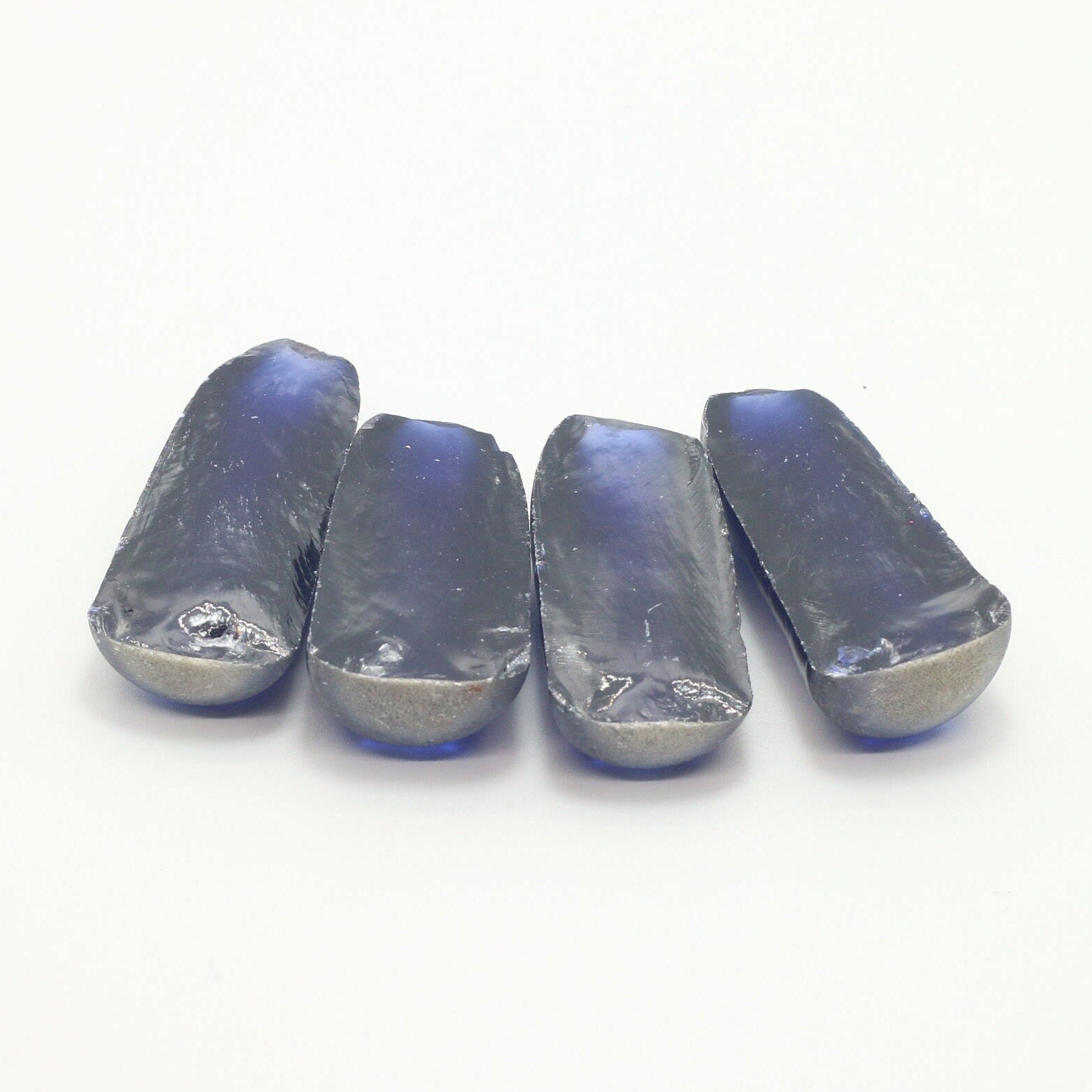 Dark Blue #35 Lab Created Corundum Sapphire Faceting Rough for Gem Cutting - Various Sizes - Split Boule