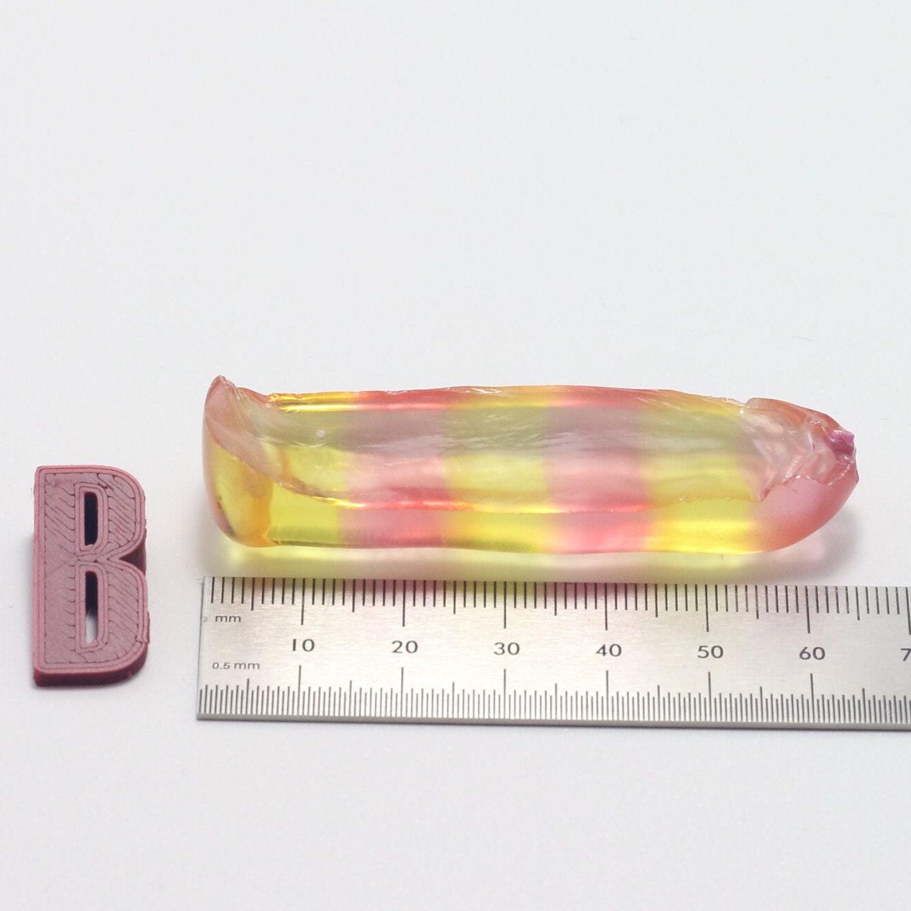 Yellow/Peach Bi-Color Lab Created Corundum Sapphire Faceting Rough for Gem Cutting - Various Sizes - Split Boule