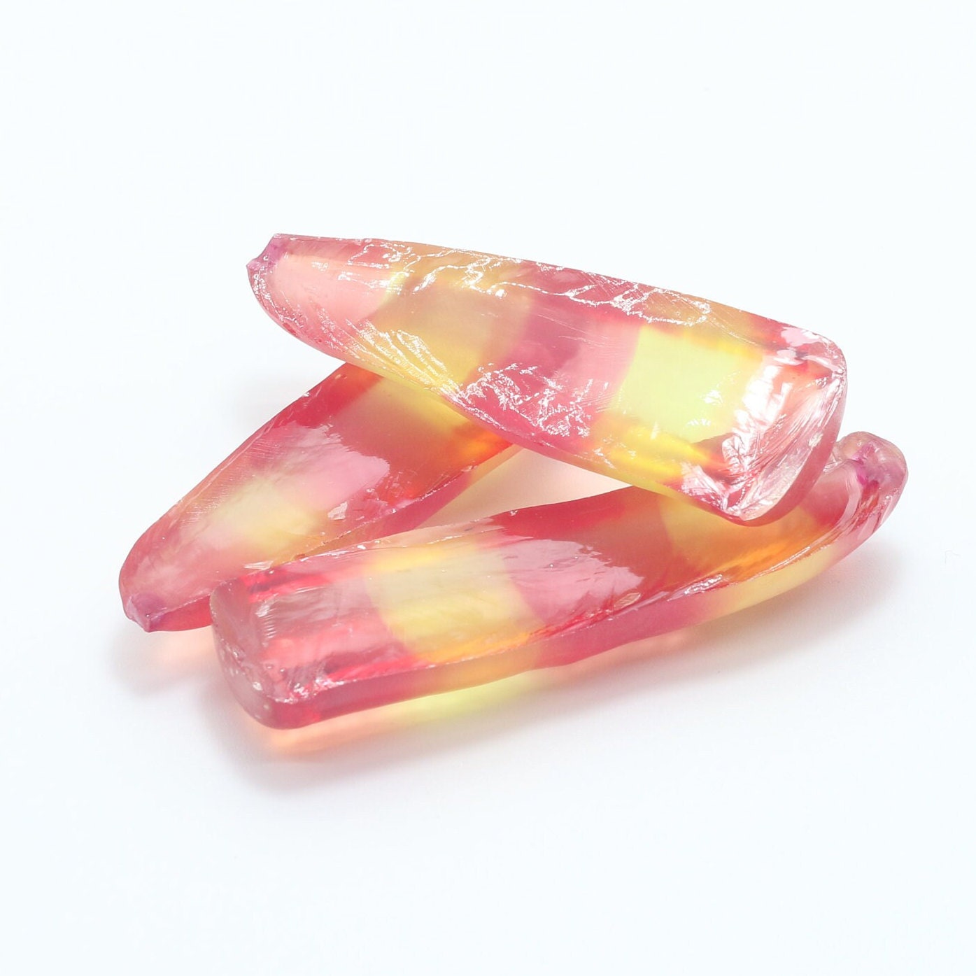 Yellow/Padparadscha Orange Bi-Color Lab Created Corundum Sapphire Faceting Rough Gem Cutting - Various Sizes - Split Boule