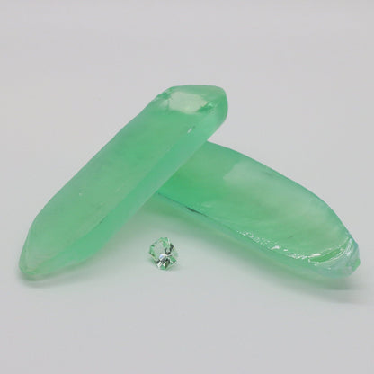 Light Green #73 Lab Created Corundum Sapphire Faceting Rough for Gem Cutting - Various Sizes - Split Boule