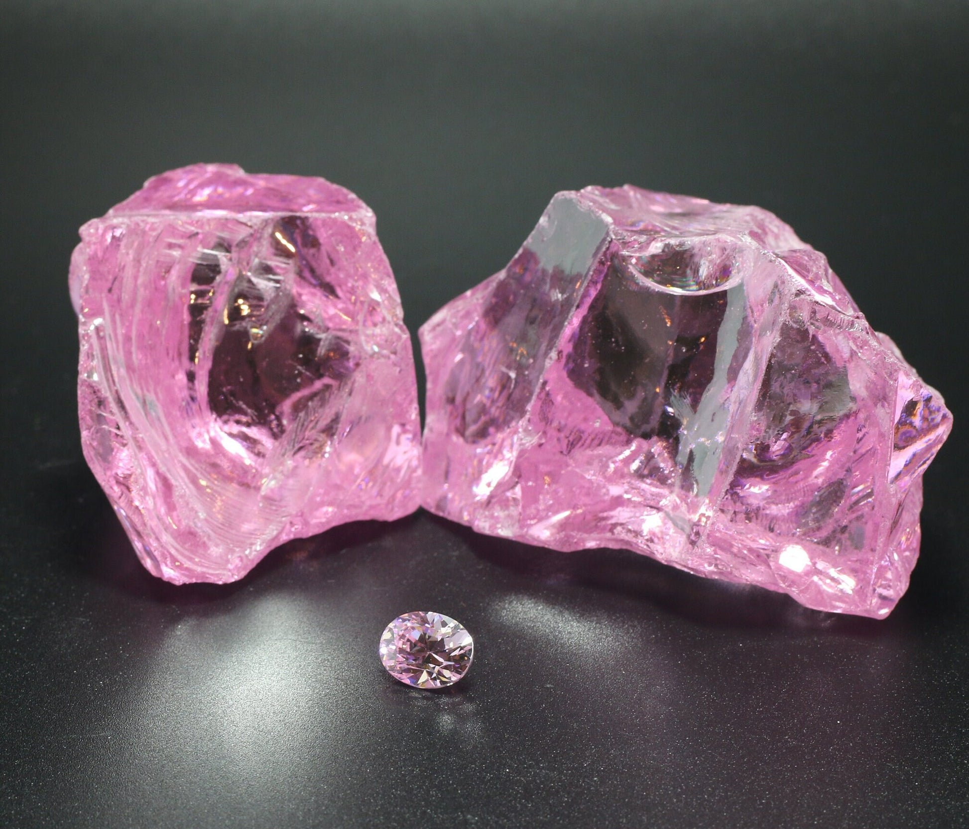 Light Pink Cubic Zirconia Faceting Rough for Gem Cutting - Various Sizes