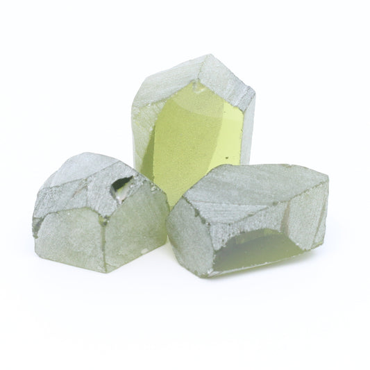 Peridot Nanosital Synthetic Lab Created Faceting Rough for Gem Cutting - #14/2 - Various Sizes